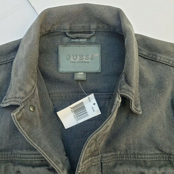 New GUESS Dillon Varsity Camo Denim Jacket sz M - Picture 9 of 12